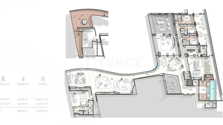 Пентхаус с 4 спальнями в  Бизнес-Бэй, Дубай, ОАЭ №227 № 20